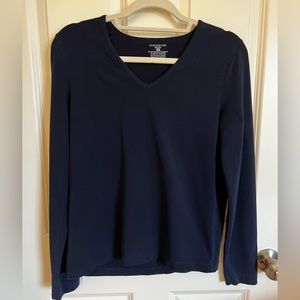 Jones New York Sport Woman’s Long Sleeve V Neck Navy Shirt, Size M